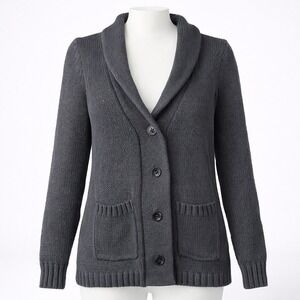 GAP Black Shawl Button Knit Cardigan Sweater S Heavy Chunky Cottagecore Preppy